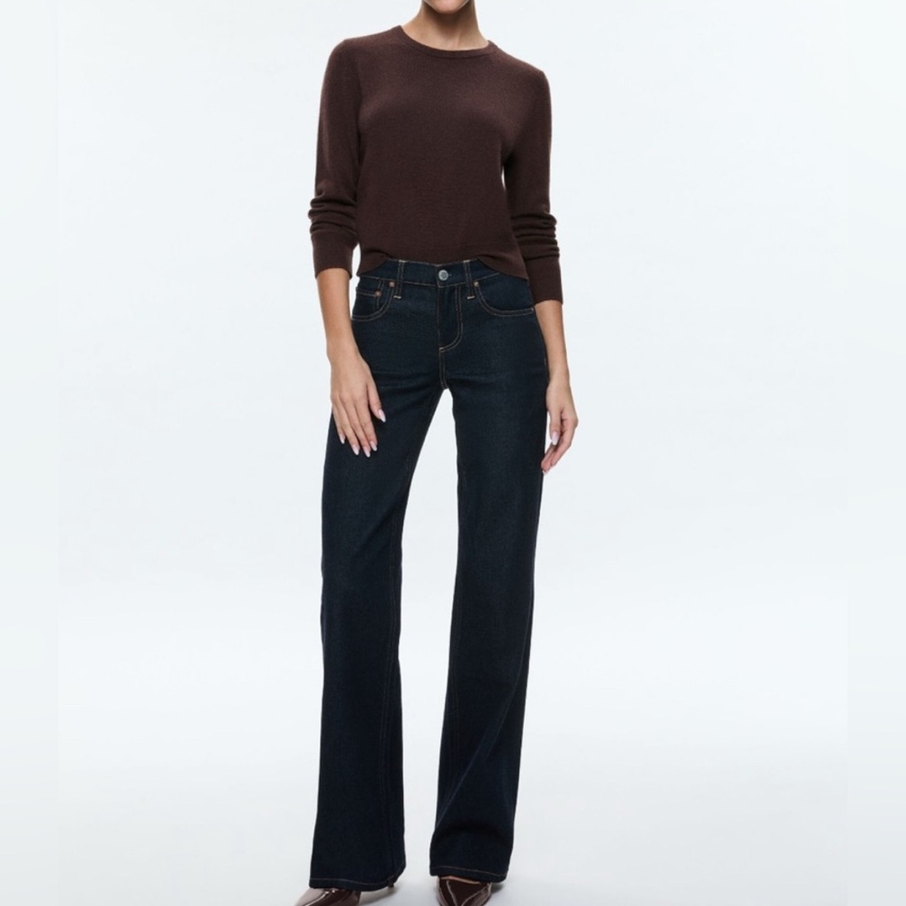 Alice + Olivia Bodie Jeans Dark Wash Rinse Bootcut Low Rise Full Length Denim
